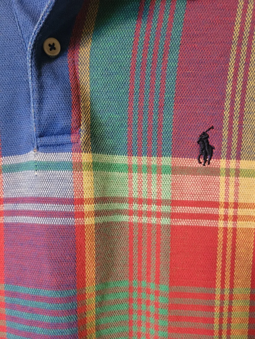POLO by Ralph Lauren Shirt Medium Madras Multicolor Plaid Y2k Vintage Preppy